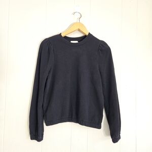 Nation LTD Sweatshirt Gathered Shoulder Sleeves Black Cotton XS